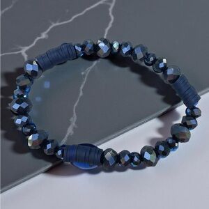 blue diamond and claybead bracelet